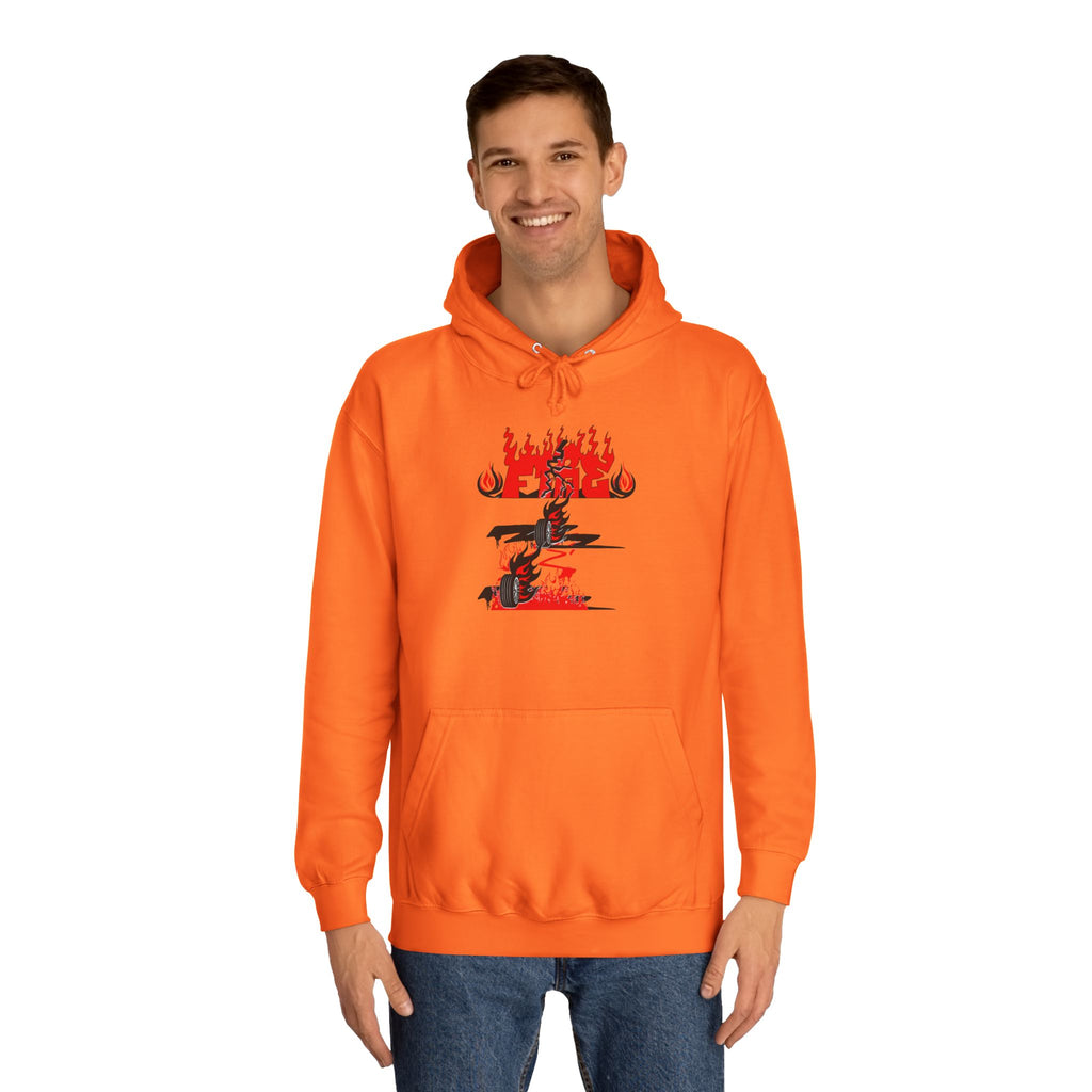 College Hoodie - "Fire" - Unisex Hooded Sweatshirt, Campus Apparel, Gift for Students, College Life, Orange Hoodie