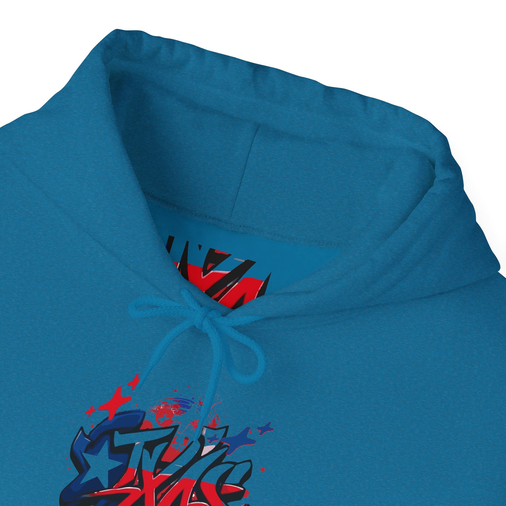 Patriotic Graffiti Hoodie, Cozy Sweatshirt for Casual Wear, Perfect Gift for July 4th, Stylish Streetwear, Unisex Fashion