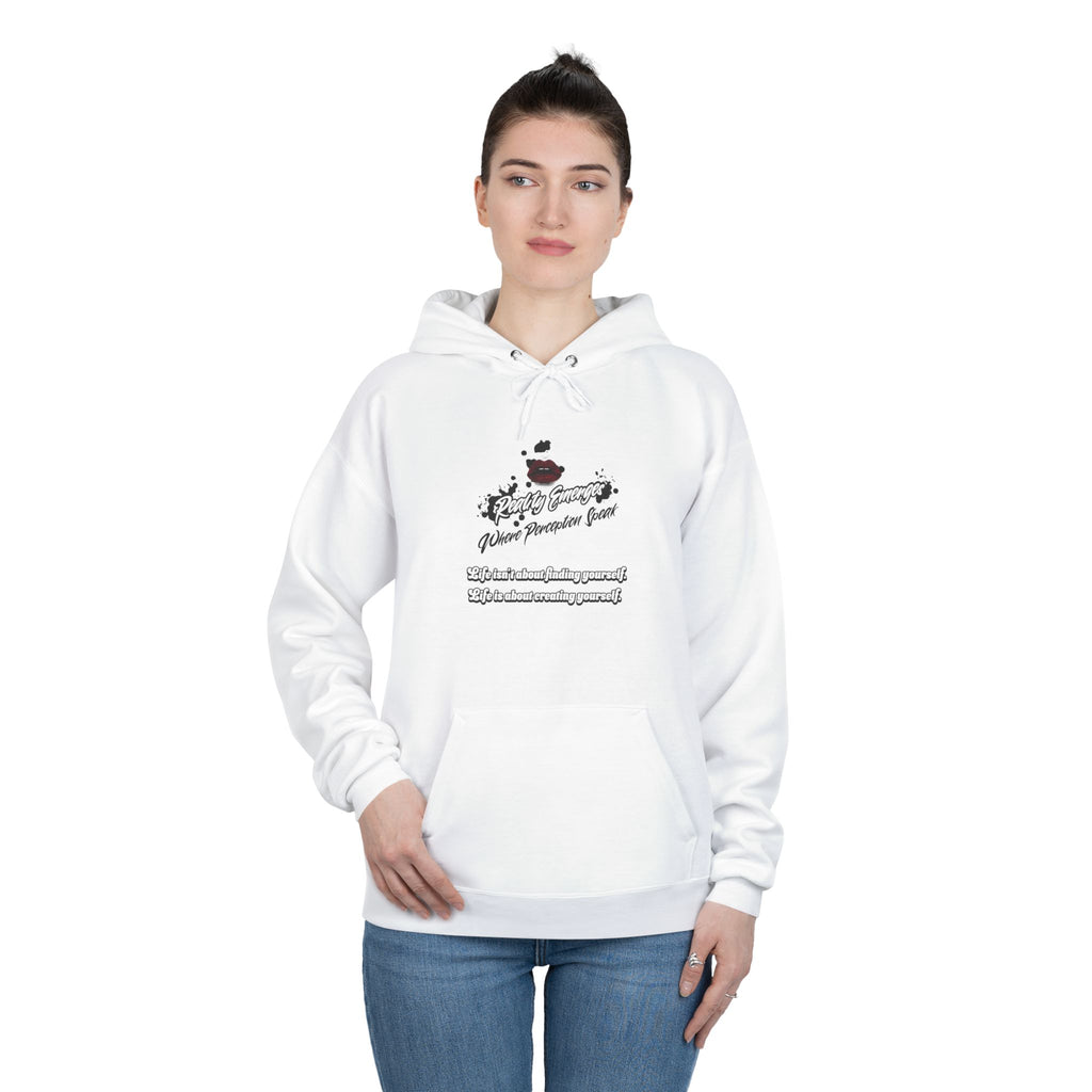 Hoodie Reality Emerges Where Perception Speaks Red Lips and Ink Splatter Design