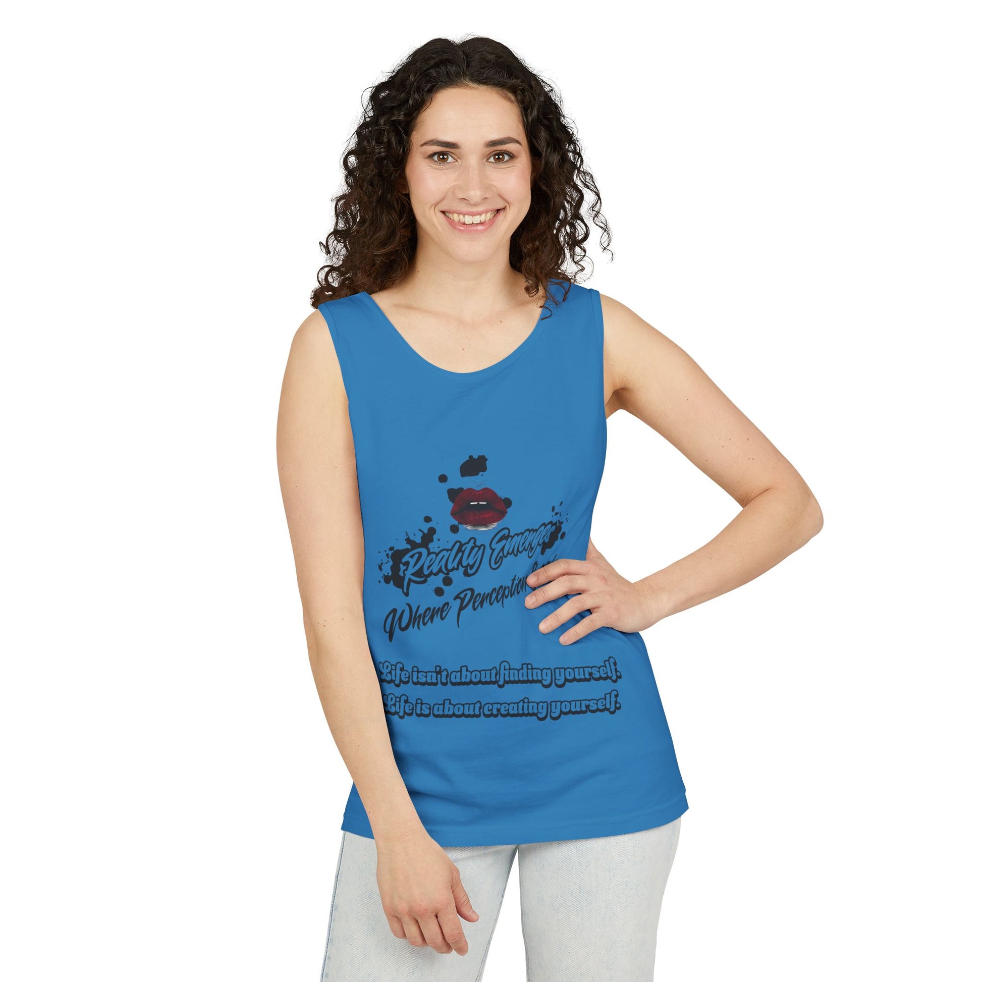 Tank Top - "Create Yourself" Quote Design, Motivational Apparel, Gift for Self-Love, Summer Essential, Positive Vibes