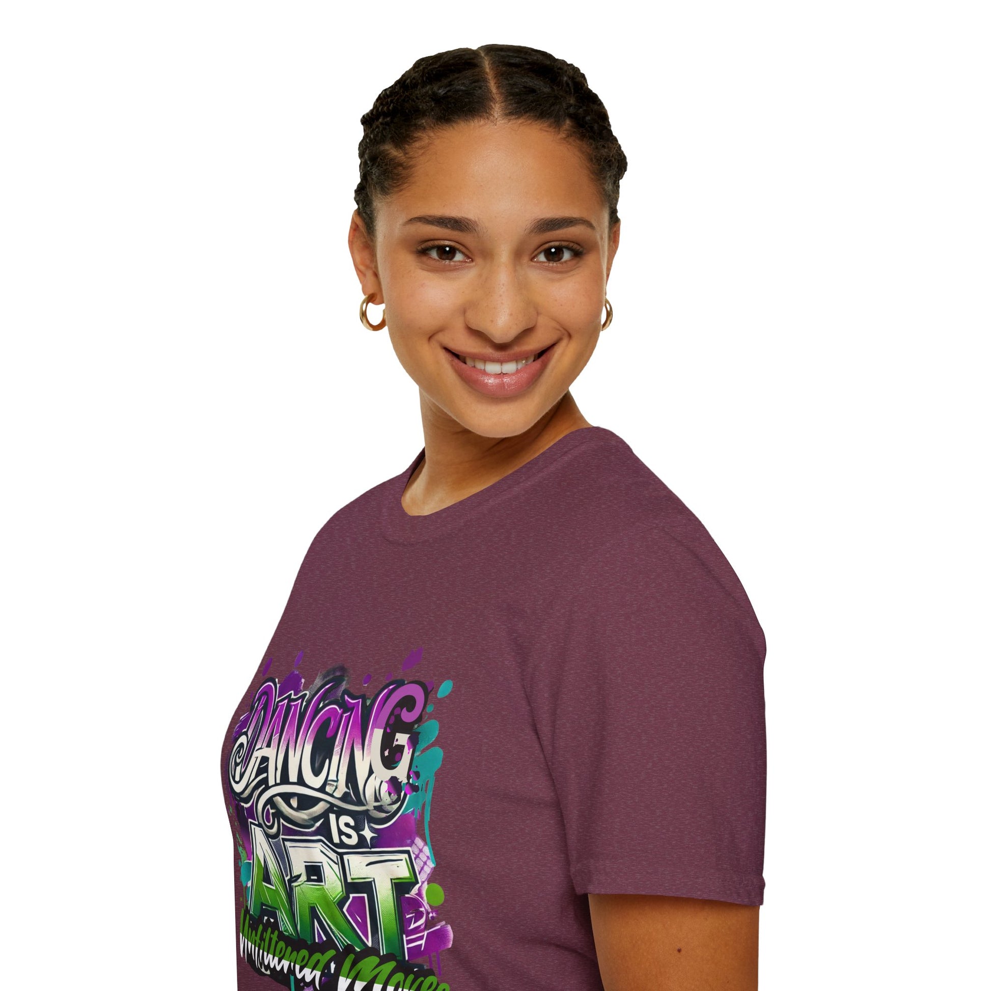 Dance Tee Unisex Softstyle T-Shirt: Dancing is Art & Unfiltered Moves Design