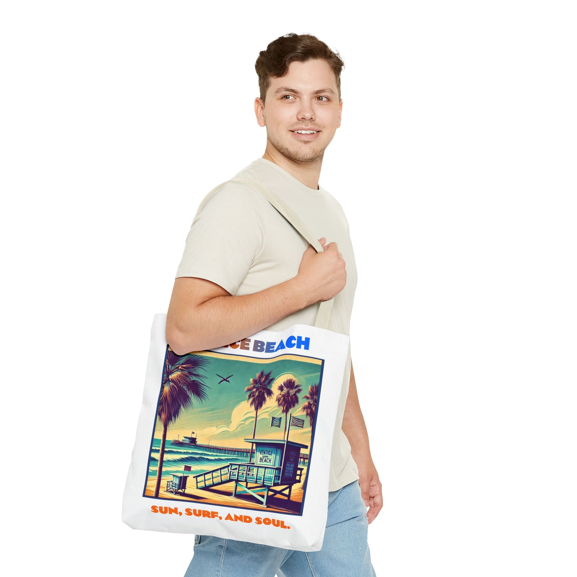 Venice Beach Tote Bag - Sun, Surf, and Soul, Beach Bag, Eco-Friendly, Summer Essential, Travel Tote, Gift for Beach Lovers