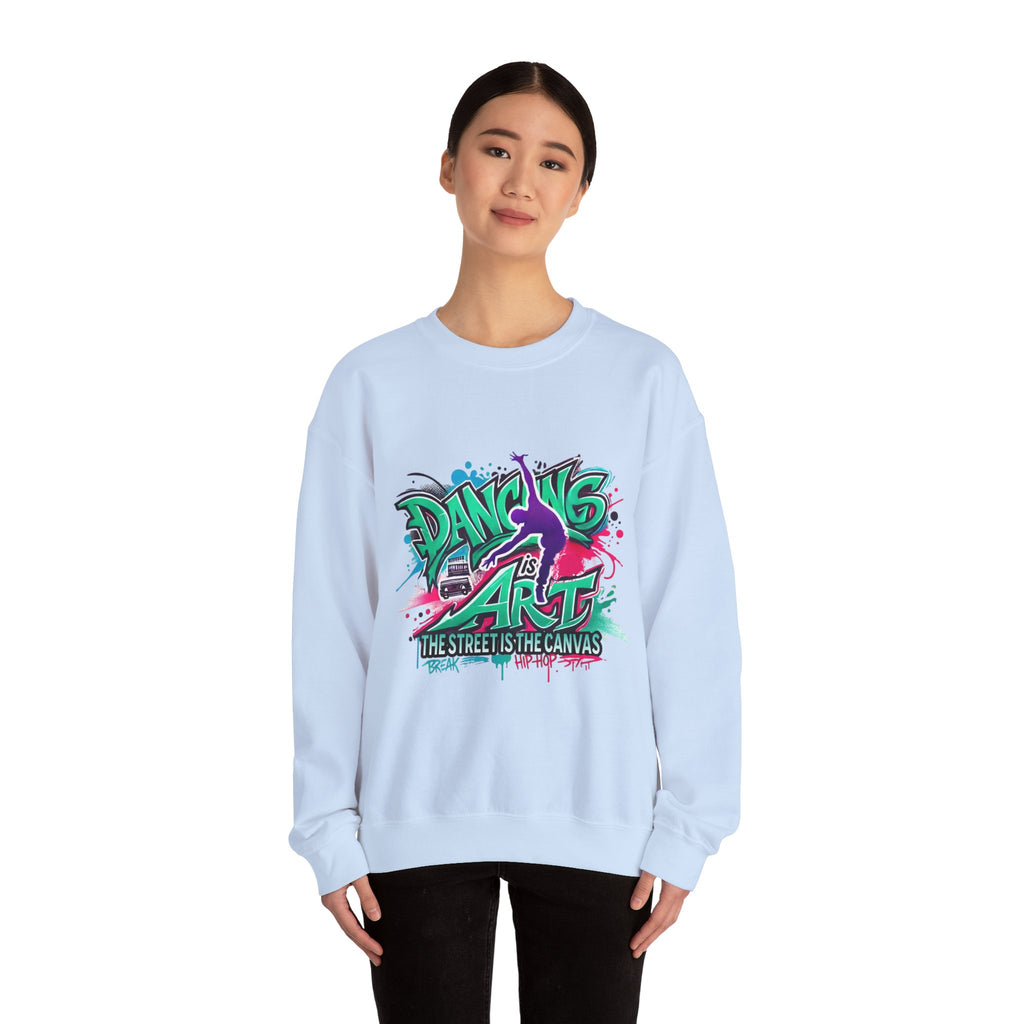 Colorful Street Art Sweatshirt, Unisex Crewneck Pullover, Dance Sweatshirt Gift, Streetwear Apparel, Artsy Fashion