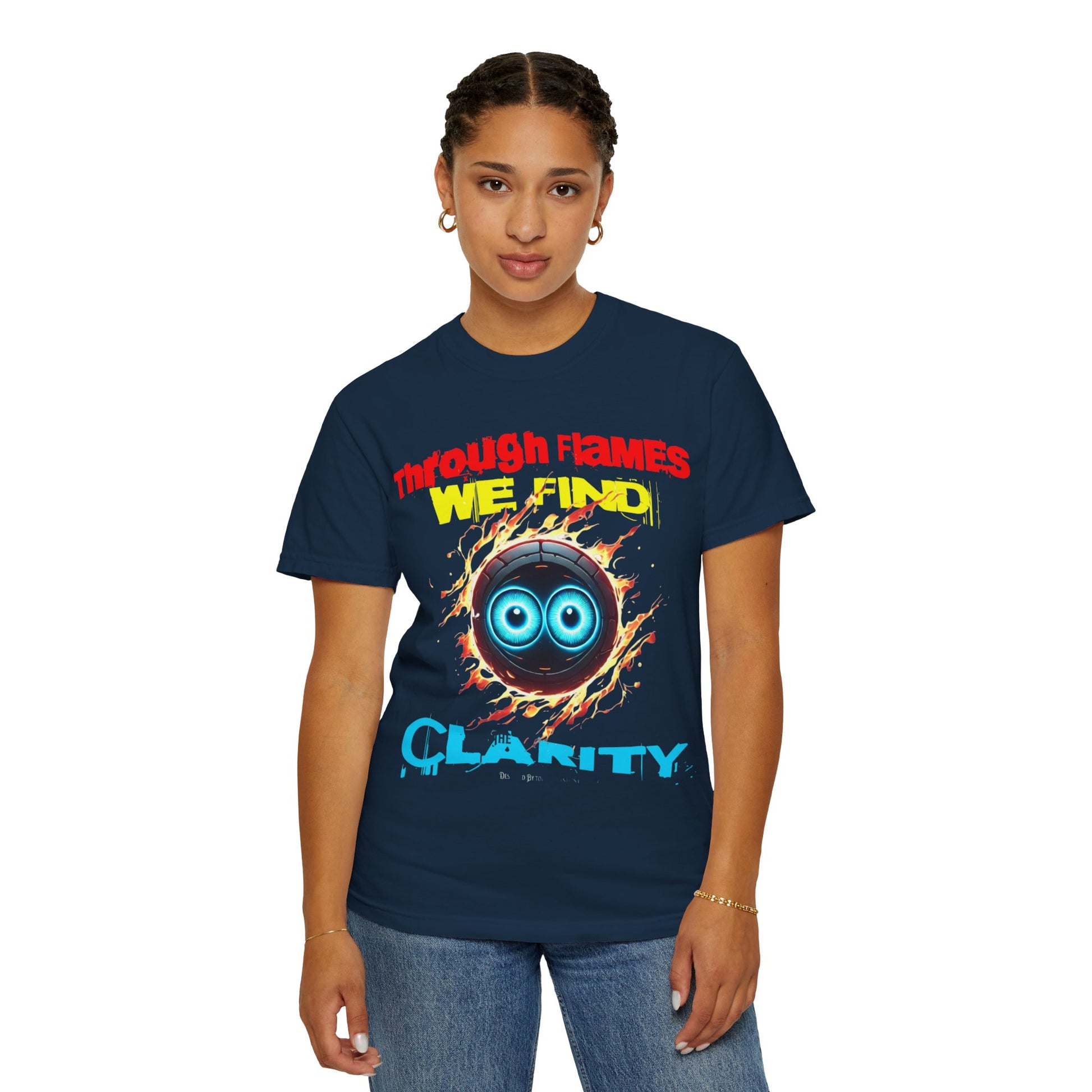 Through Flames Clarity T-shirt | Inspirational Graphic Tee for Youth, Unisex Casual Wear, Perfect Gift for Occasions, Motivational T-shirt