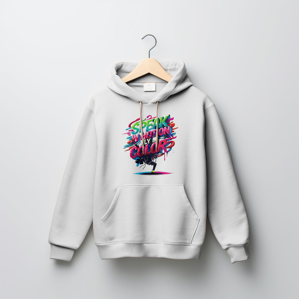 Electric Silence Hoodie - Urban Art Wear, Vibrant Design with Energetic Style