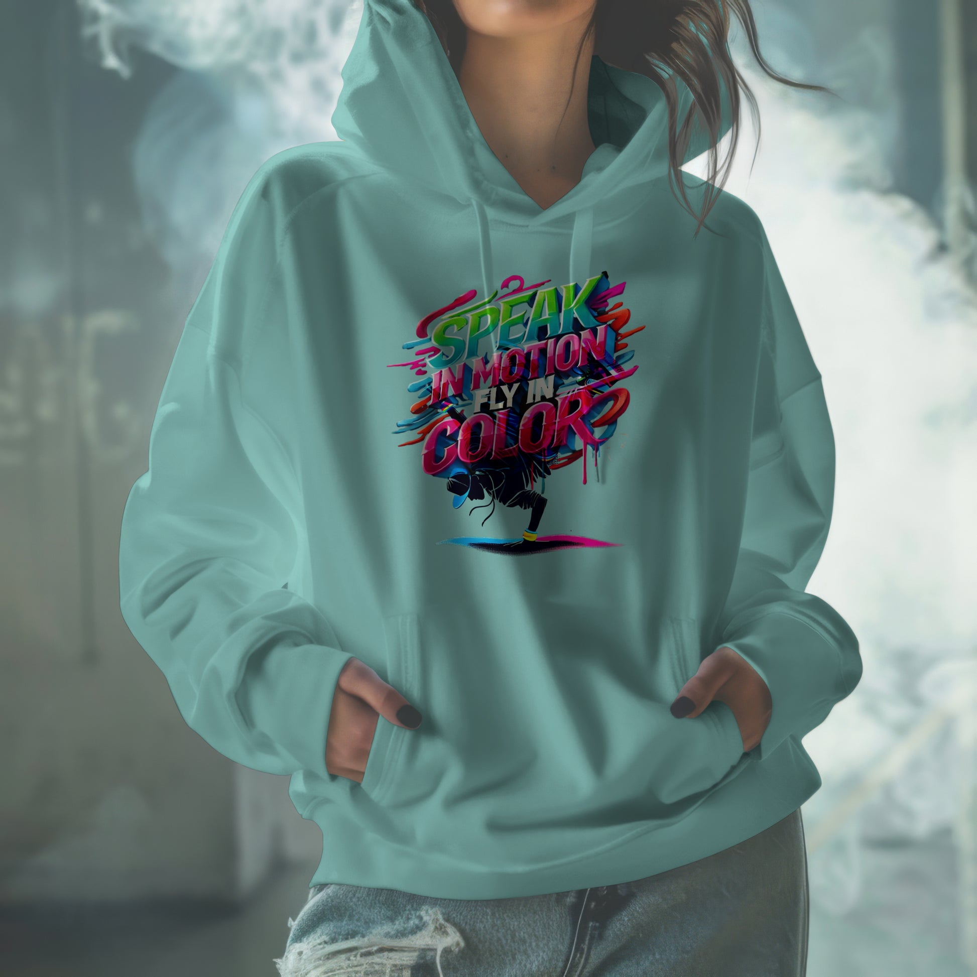 Electric Silence Hoodie - Urban Art Wear, Vibrant Design with Energetic Style