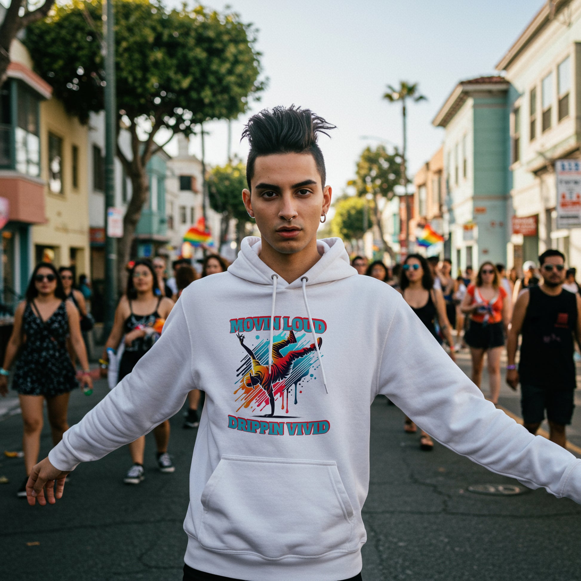 Movin Loud Drippin Vivid Graffiti Hoodie – Street Rhythm Edition