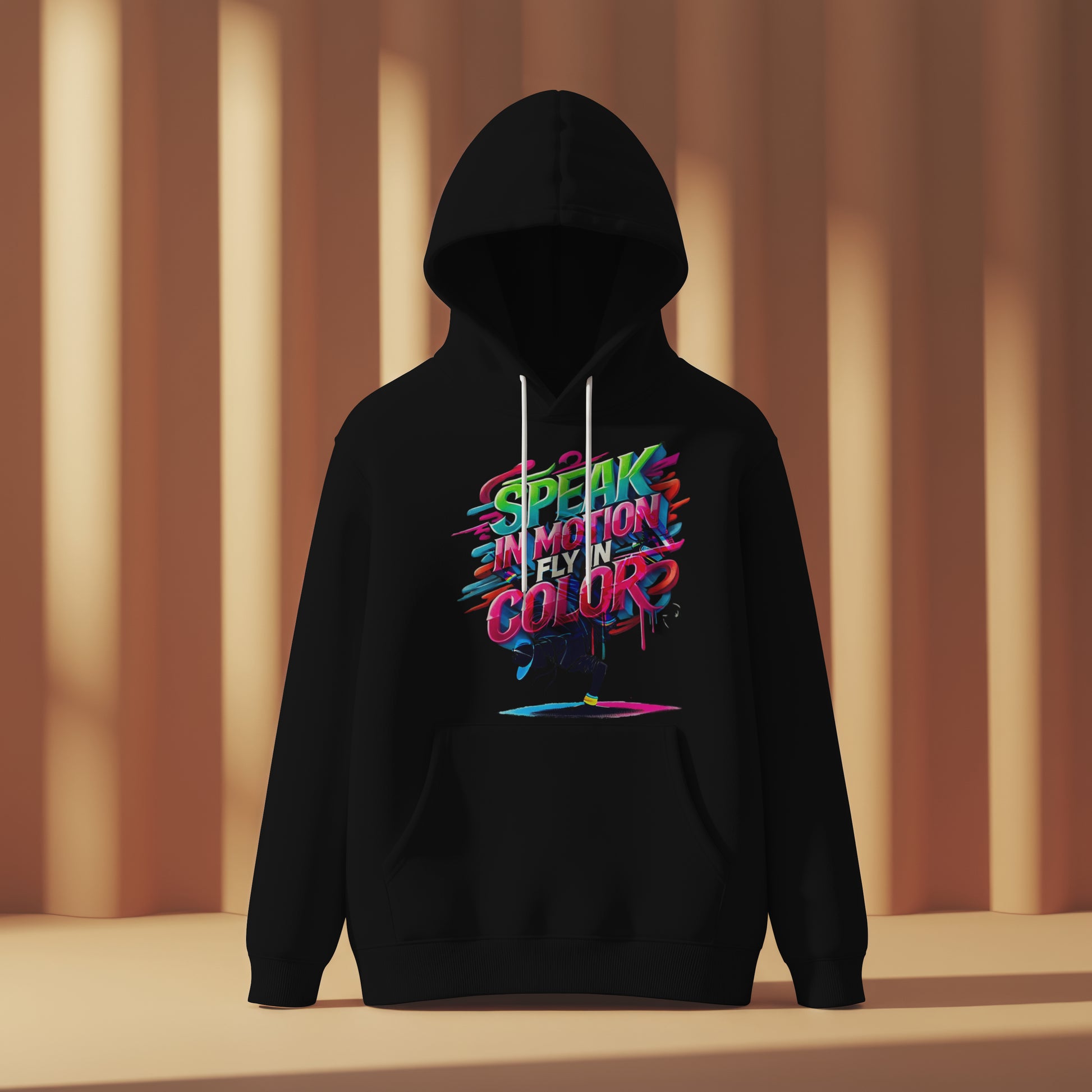 Electric Silence Hoodie - Urban Art Wear, Vibrant Design with Energetic Style