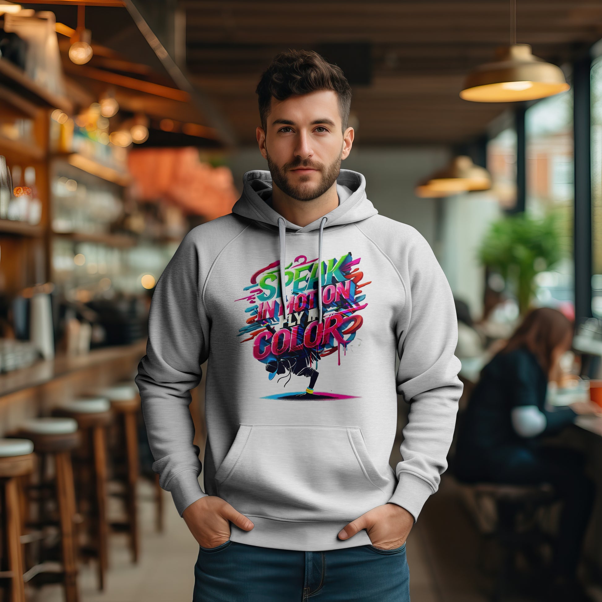 Electric Silence Hoodie - Urban Art Wear, Vibrant Design with Energetic Style