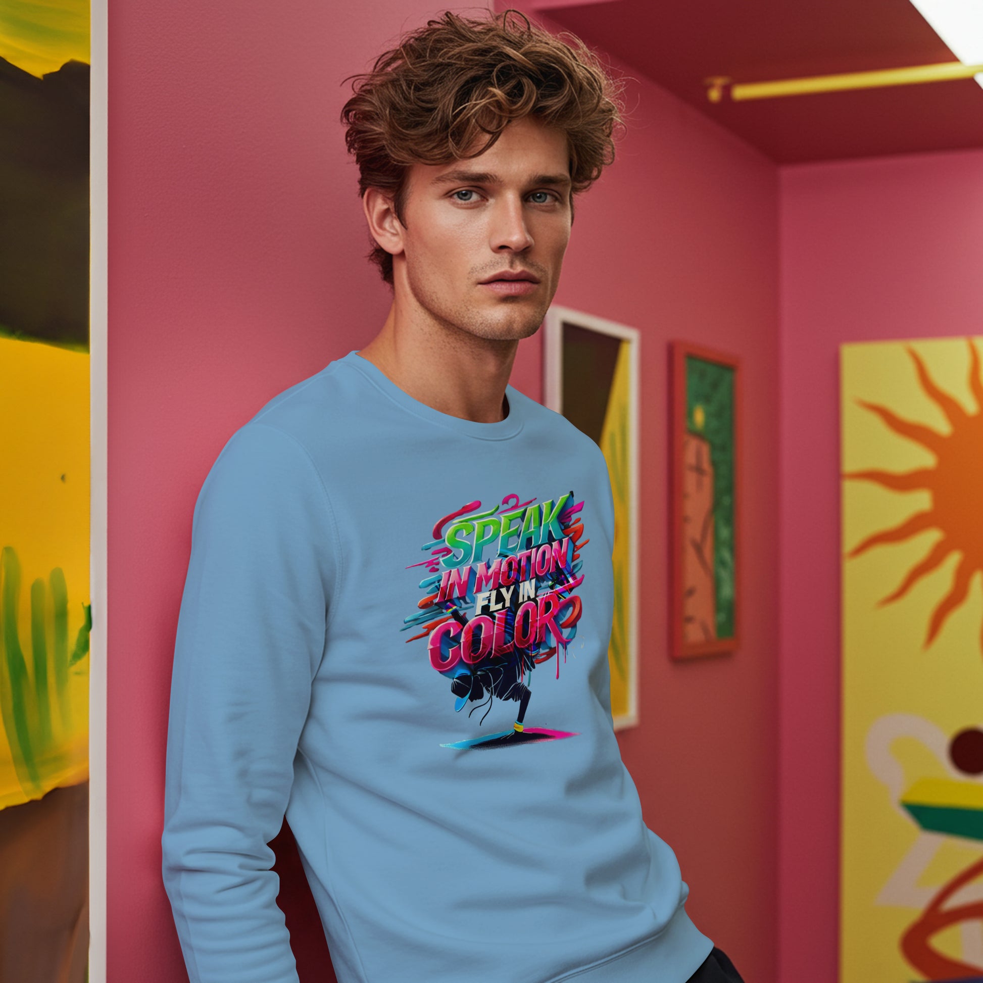 Electric Silence Sweatshirt - Urban Art Wear, Vibrant Design with Energetic Style