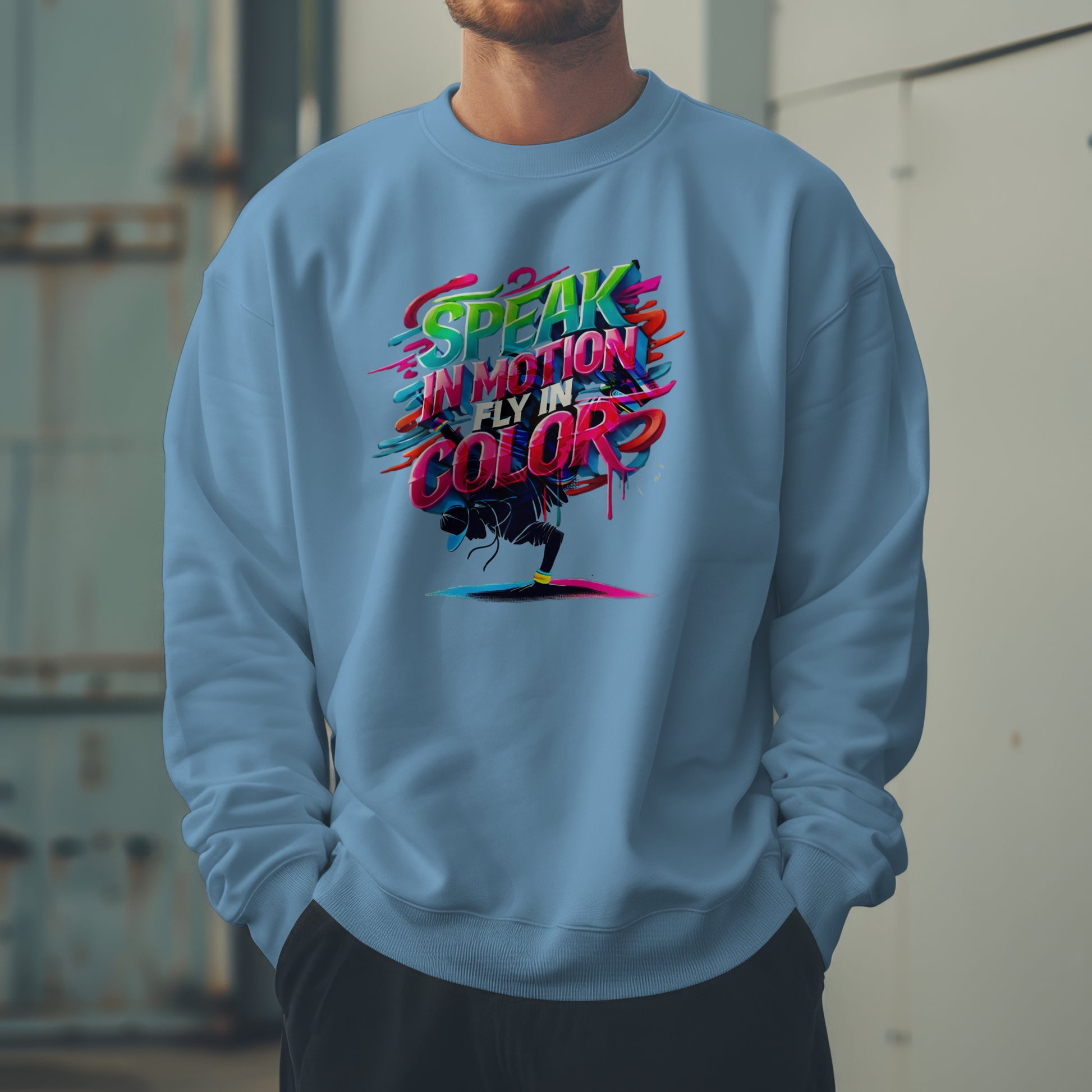 Electric Silence Sweatshirt - Urban Art Wear, Vibrant Design with Energetic Style
