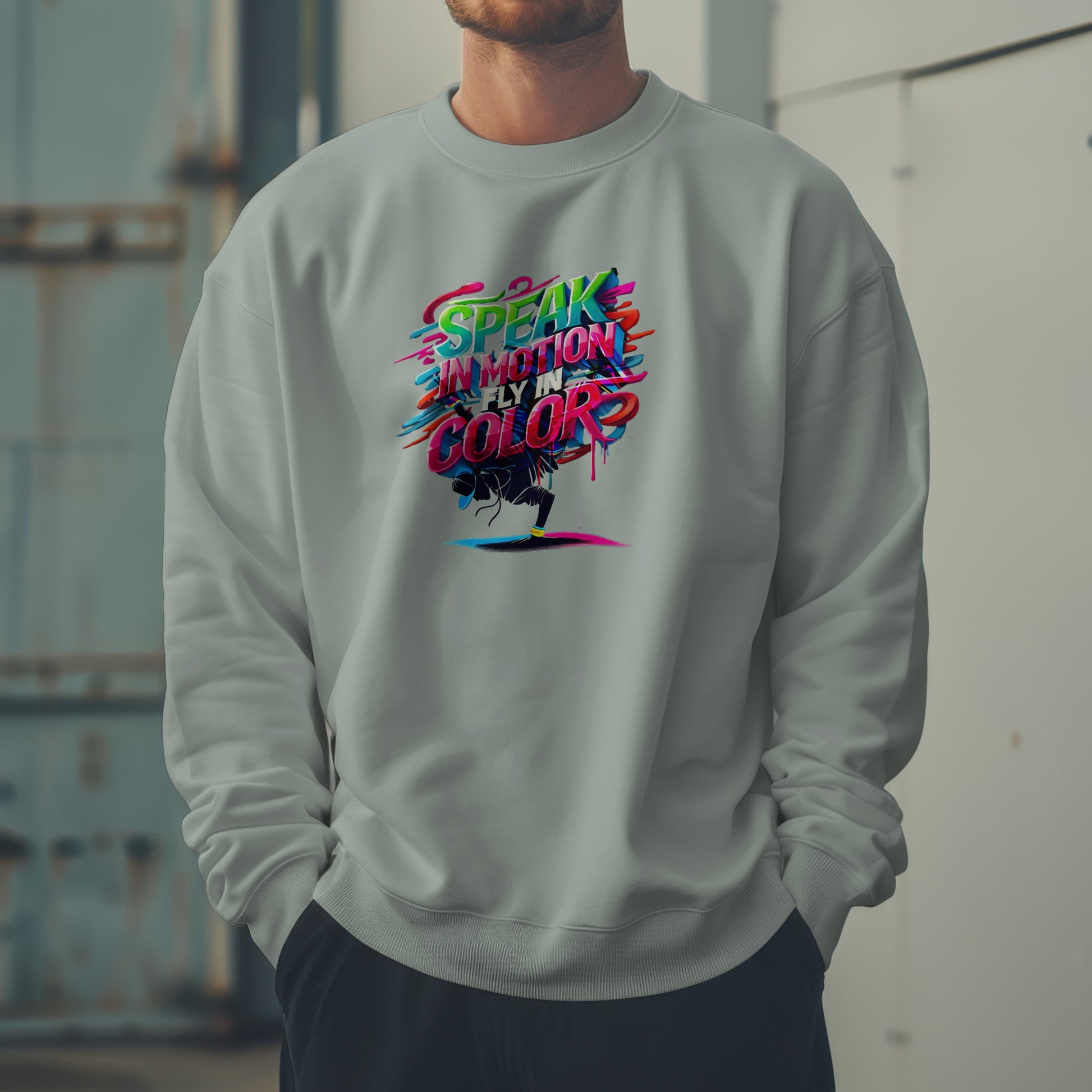 Electric Silence Sweatshirt - Urban Art Wear, Vibrant Design with Energetic Style