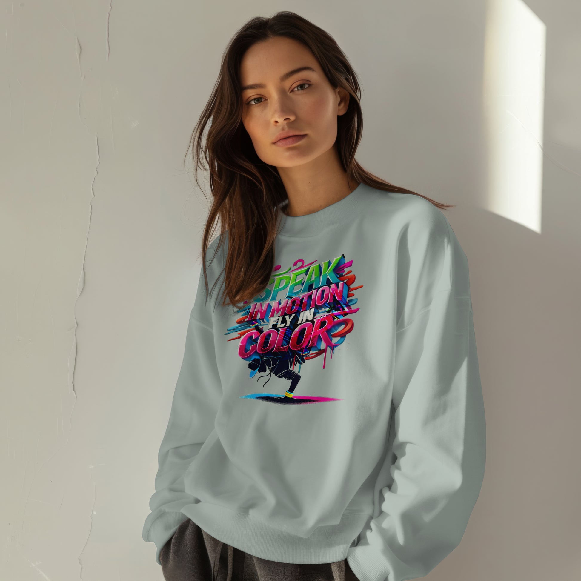 Electric Silence Sweatshirt - Urban Art Wear, Vibrant Design with Energetic Style