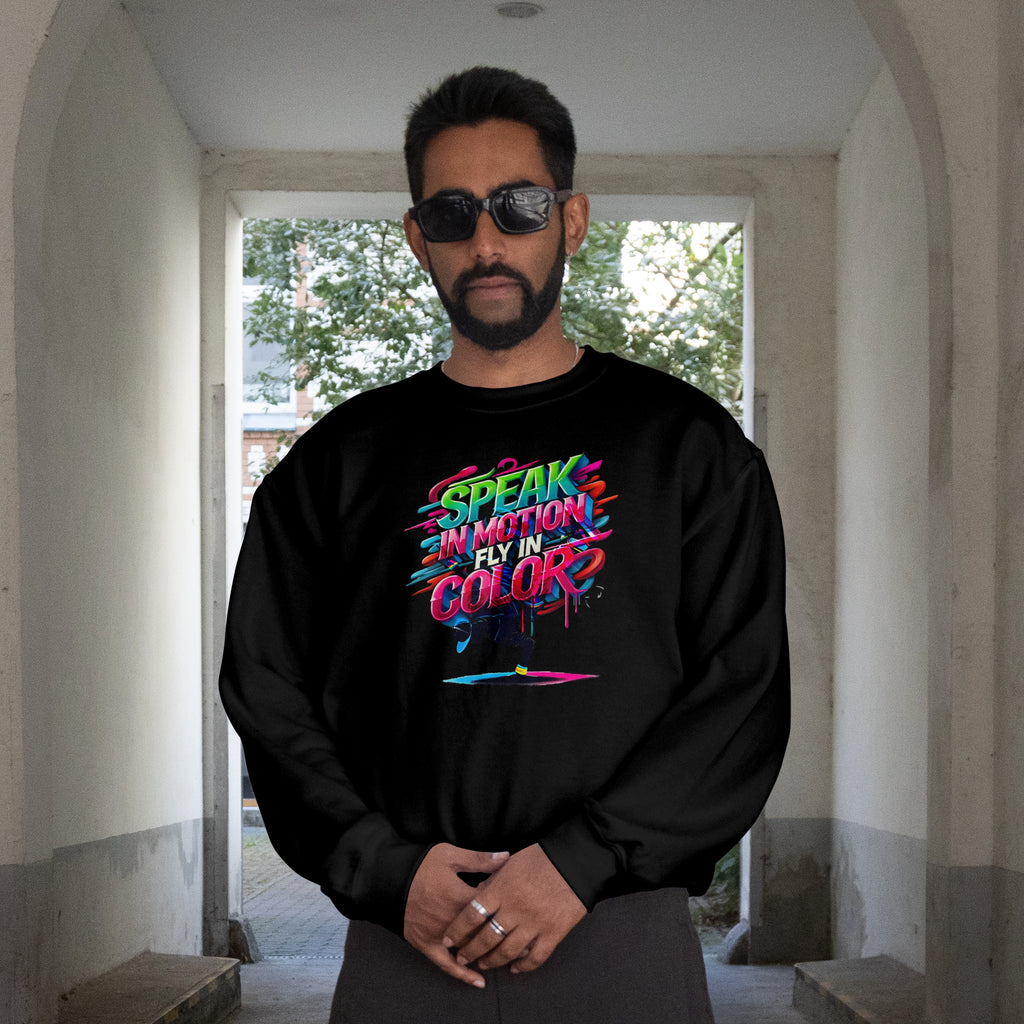 Electric Silence Sweatshirt - Urban Art Wear, Vibrant Design with Energetic Style