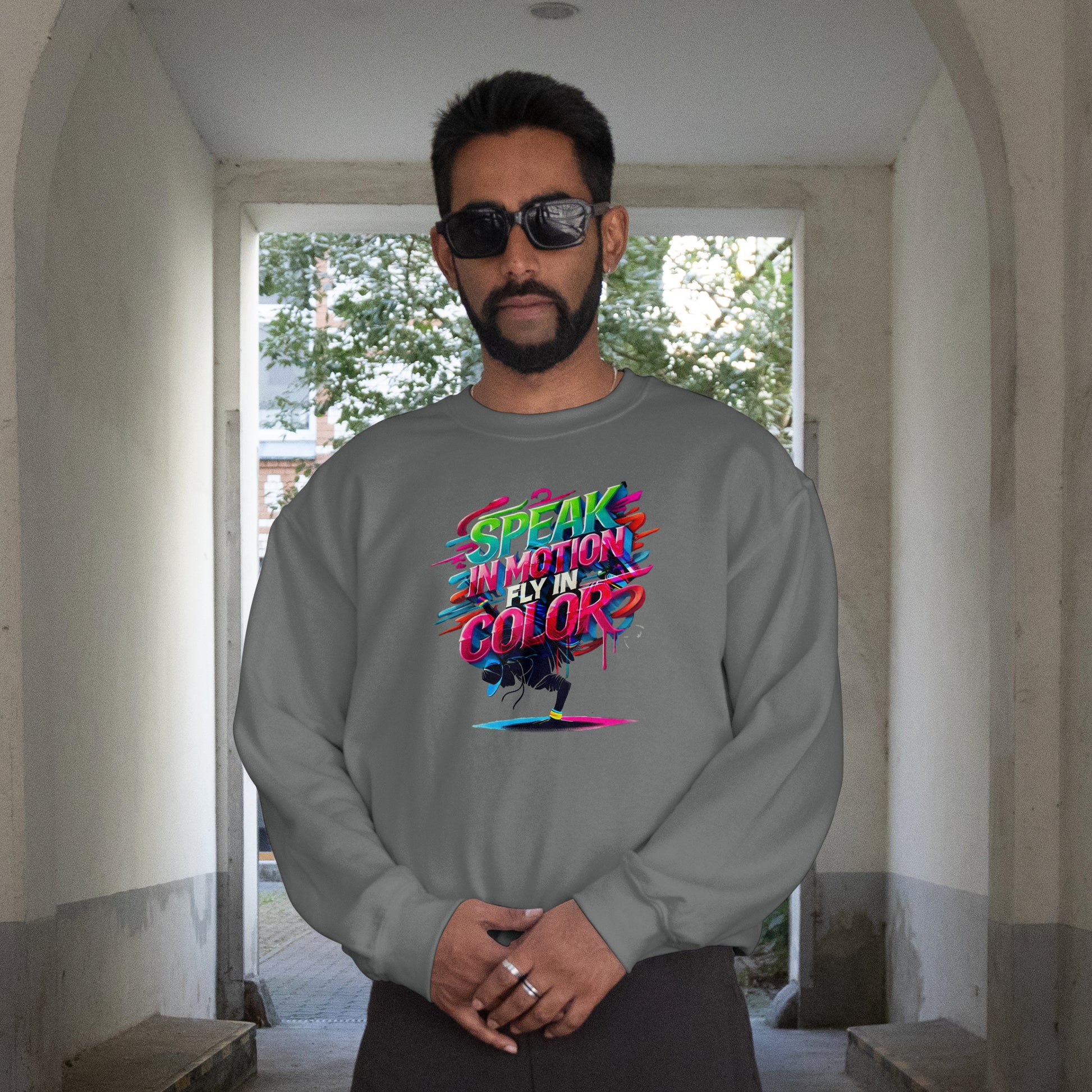 Electric Silence Sweatshirt - Urban Art Wear, Vibrant Design with Energetic Style