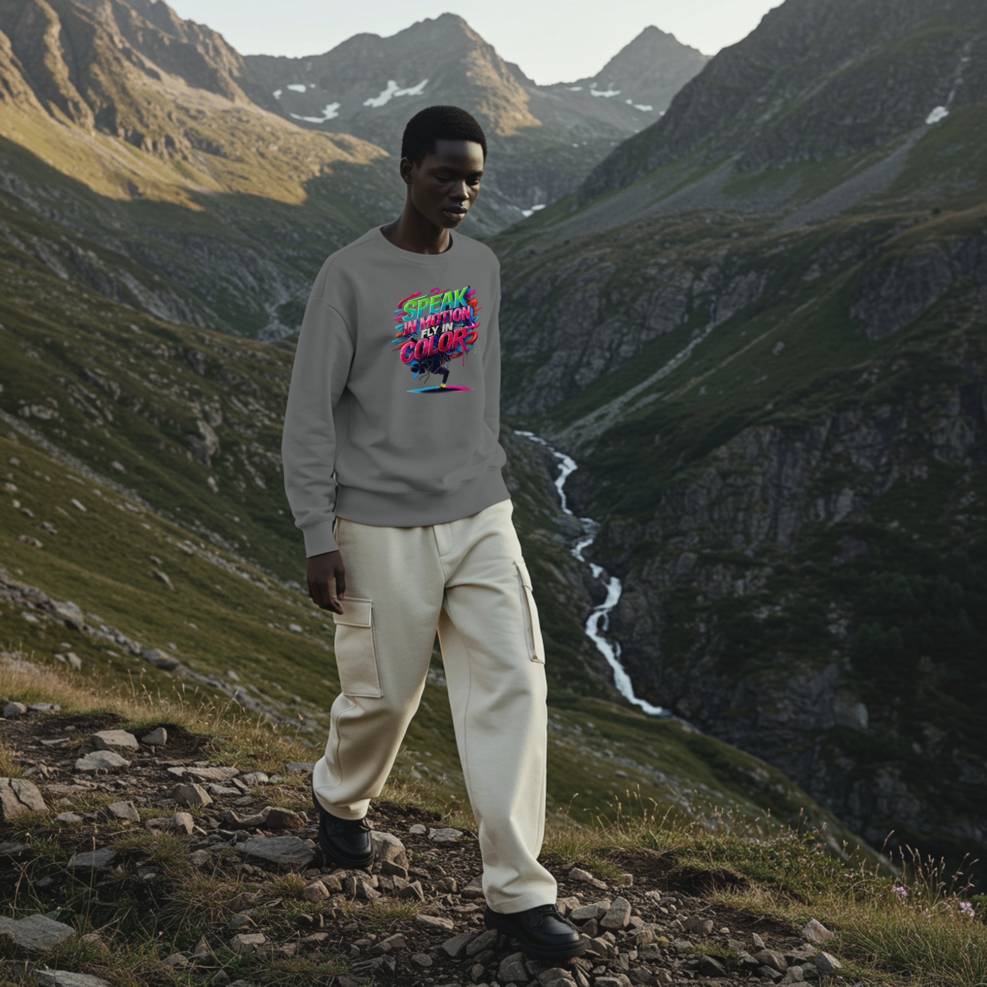 Electric Silence Sweatshirt - Urban Art Wear, Vibrant Design with Energetic Style